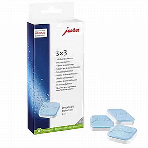טבליות להסרת אבנית למכונות קפה Jura – מארז 3 × 3 יחידות טבליות להסרת אבנית למכונות קפה Jura – מארז 3 × 3 יחידות